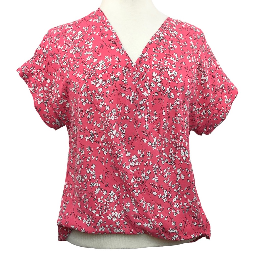 Banana Republic Floral Short Sleeve Lightweight Blouse Top Shirt